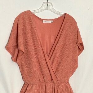 Plisse Surplice Wide Leg Jumpsuit Size M